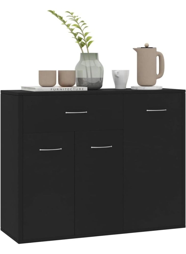 فيداكسل خزانة جانبية ذات ادراج للتخزين مع 3 ابواب ودرج واحد لغرفة المعيشة والمنزل بلون اسود مقاس 88 × 30 × 70 سم، خشب مُصنع - Image 5